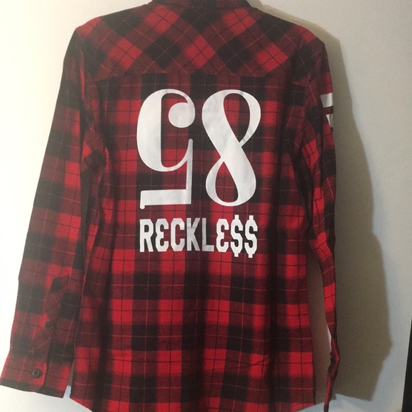 Route 66 Other - NWOT “reckle$$” graphic back flannel